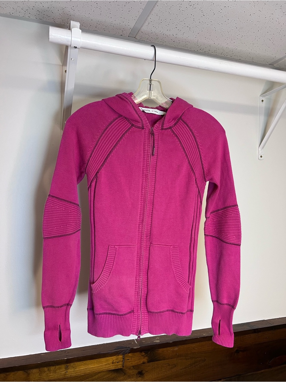 Athleta Pink Zip Up Hooded Sweater- S